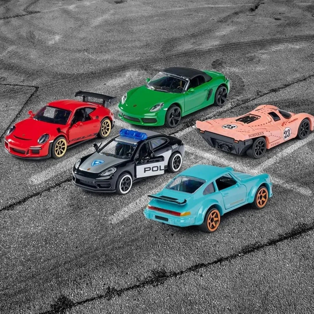 Majorette Porsche Gift Set – Colorful Racing Die-Cast Toy Cars with Rotating Wheels, Scale 1:64, Multicolor – Ideal for Car Fans, Collectors, Boys & Girls Aged 3+ - Naivri