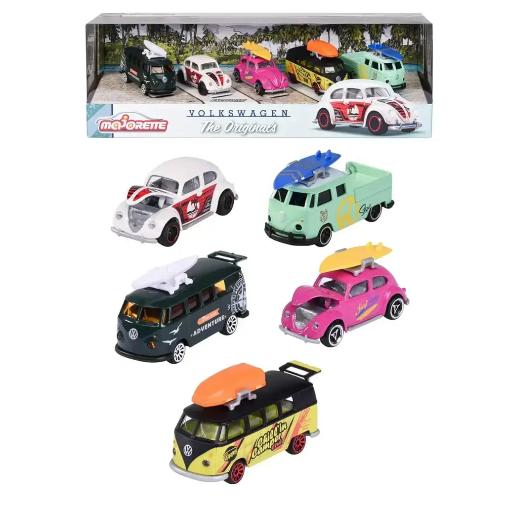 Majorette Volkswagen Gift Set – 5-Piece Diecast Cars with Rotating Wheels for Kids & Collectors - Naivri