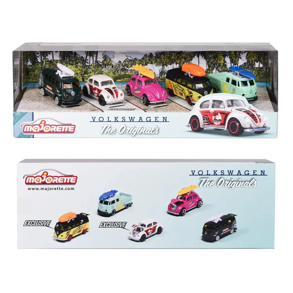Majorette Volkswagen Gift Set – 5-Piece Diecast Cars with Rotating Wheels for Kids & Collectors - Naivri