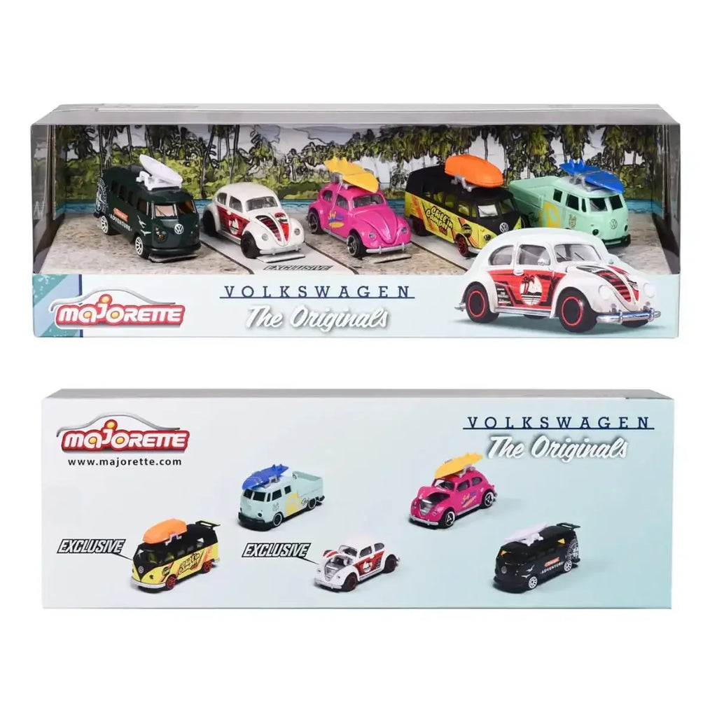 Majorette Volkswagen Gift Set – 5-Piece Diecast Cars with Rotating Wheels for Kids & Collectors - Naivri