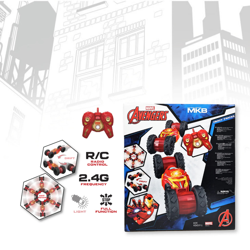 Marvel Avengers Iron Man Remote Control Stunt Drifter – 360° Spin & Drift RC Car for Kids 3+ - Naivri