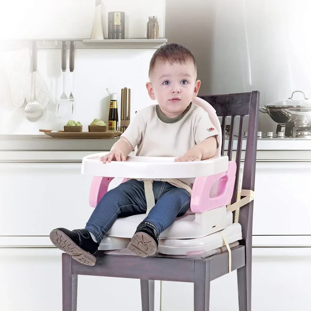 Mastela Booster to Toddler Seat – Pink | 2-in-1 Feeding and Booster Seat for 6 Months to 3 Years with Adjustable Height, Detachable Tray & Compact Foldable Design - Naivri