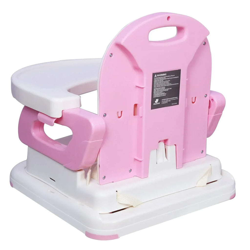 Mastela Booster to Toddler Seat – Pink | 2-in-1 Feeding and Booster Seat for 6 Months to 3 Years with Adjustable Height, Detachable Tray & Compact Foldable Design - Naivri