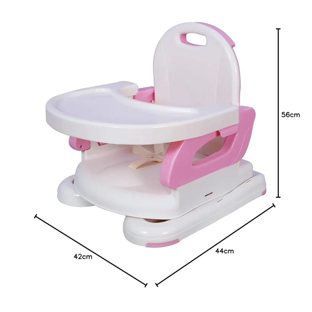 Mastela Booster to Toddler Seat – Pink | 2-in-1 Feeding and Booster Seat for 6 Months to 3 Years with Adjustable Height, Detachable Tray & Compact Foldable Design - Naivri
