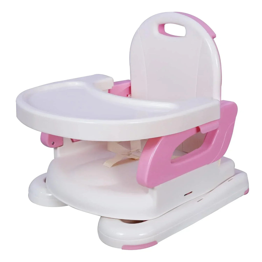 Mastela Booster to Toddler Seat – Pink | 2-in-1 Feeding and Booster Seat for 6 Months to 3 Years with Adjustable Height, Detachable Tray & Compact Foldable Design - Naivri