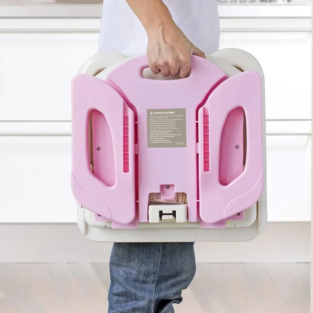 Mastela Booster to Toddler Seat – Pink | 2-in-1 Feeding and Booster Seat for 6 Months to 3 Years with Adjustable Height, Detachable Tray & Compact Foldable Design - Naivri