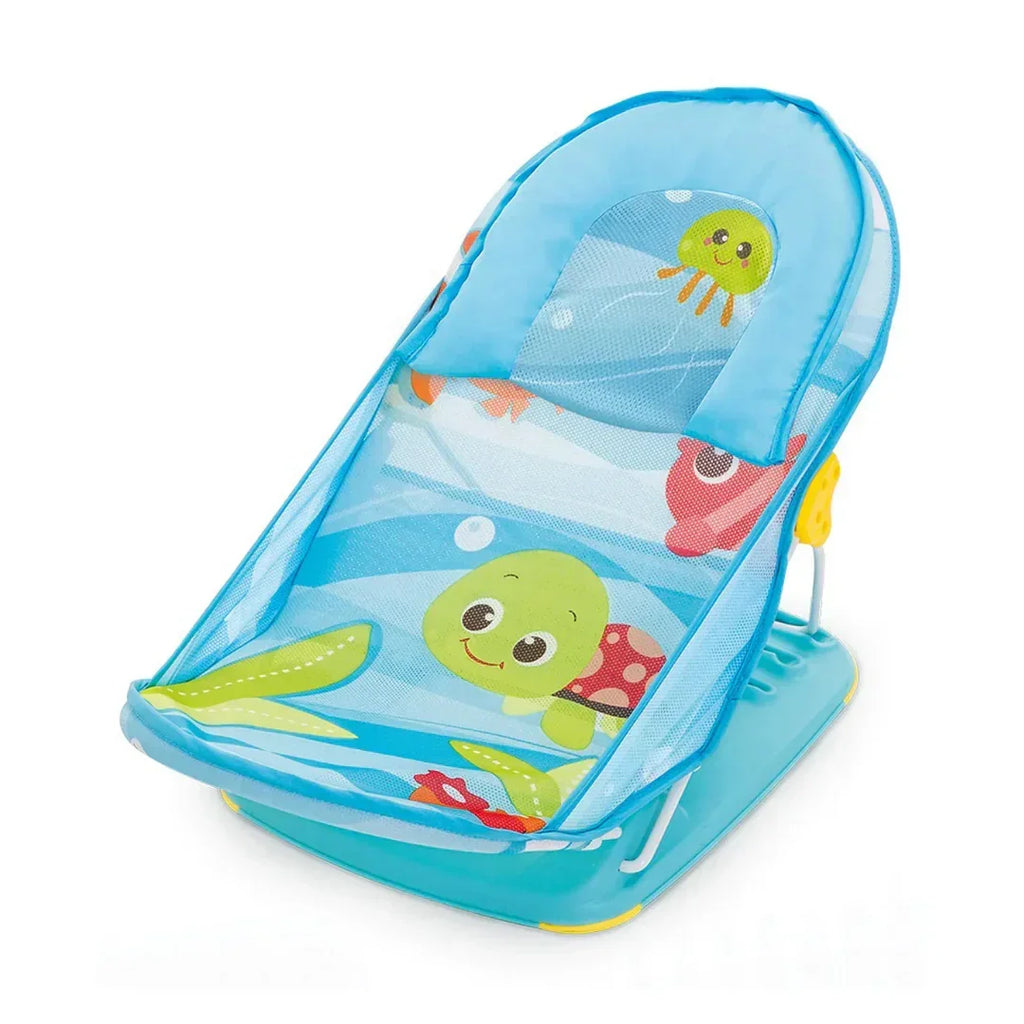 Mastela Deluxe Baby Bather – Blue | Adjustable 3-Position Backrest, Foldable Design, Soft Mesh Fabric & Cradling Seat for Infant Bathing Support (0–12 Months) - Naivri