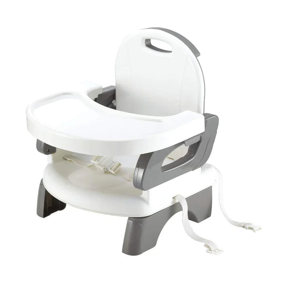 Mastela Folding Booster Seat – Grey (Model 7330) | Adjustable Height, 3-Point Safety Harness, Dishwasher-Safe Tray, Compact Folding Design for Infants 6M+ - Naivri