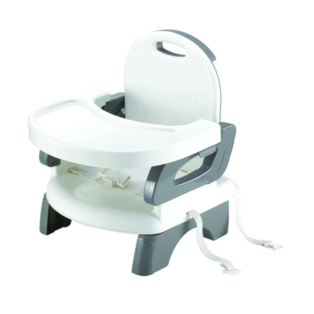 Mastela Folding Booster Seat – Grey (Model 7330) | Adjustable Height, 3-Point Safety Harness, Dishwasher-Safe Tray, Compact Folding Design for Infants 6M+ - Naivri