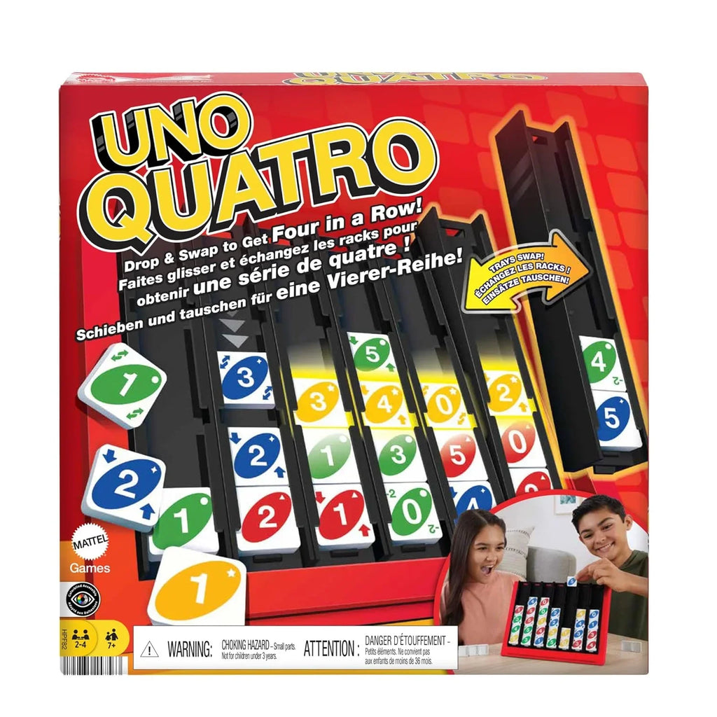 Mattel Games UNO Quatro – Strategy Tile Game for Family Fun & Parties (Ages 7+) - Naivri
