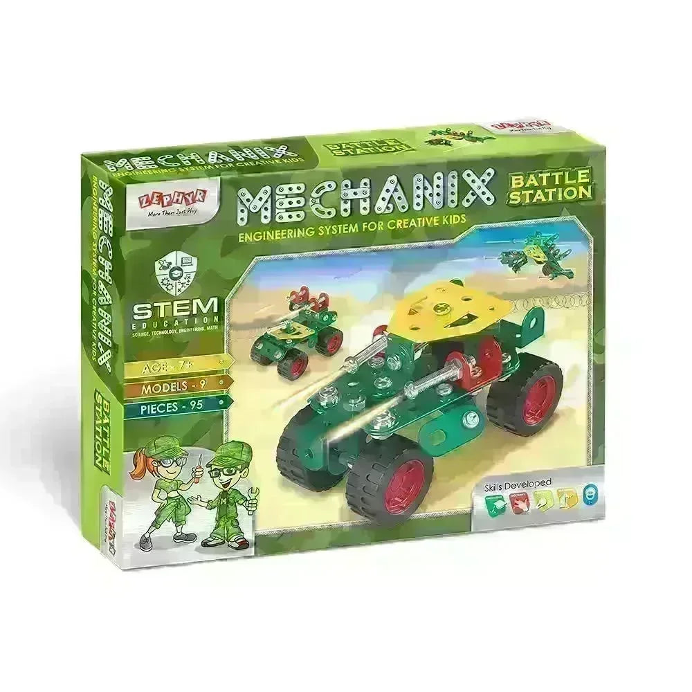 Mechanix Battle Station STEAM Building Kit – 9-in-1 War-Themed Construction Set for Kids (Age 7+) - Naivri