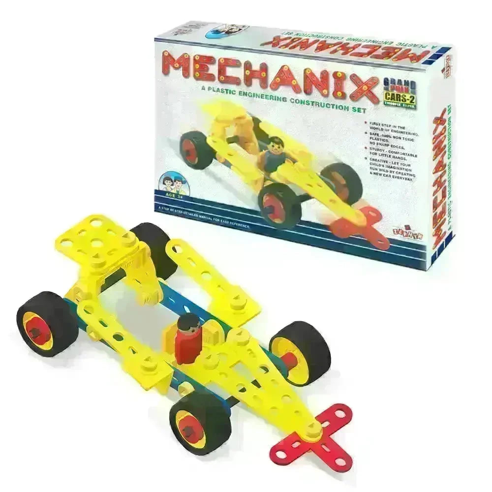 Mechanix Grand Prix Cars 2 | STEM Educational Plastic Car Construction Kit for Kids Age 5+ | DIY Engineering Building Set - Naivri
