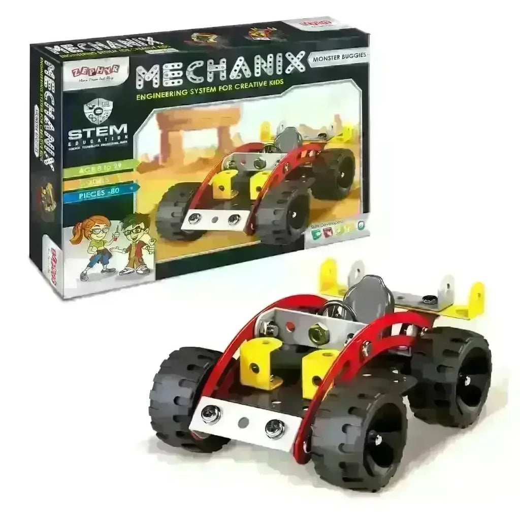 Mechanix Monster Buggies – Metal Construction STEM Toy Kit for Kids (Age 7+) - Naivri