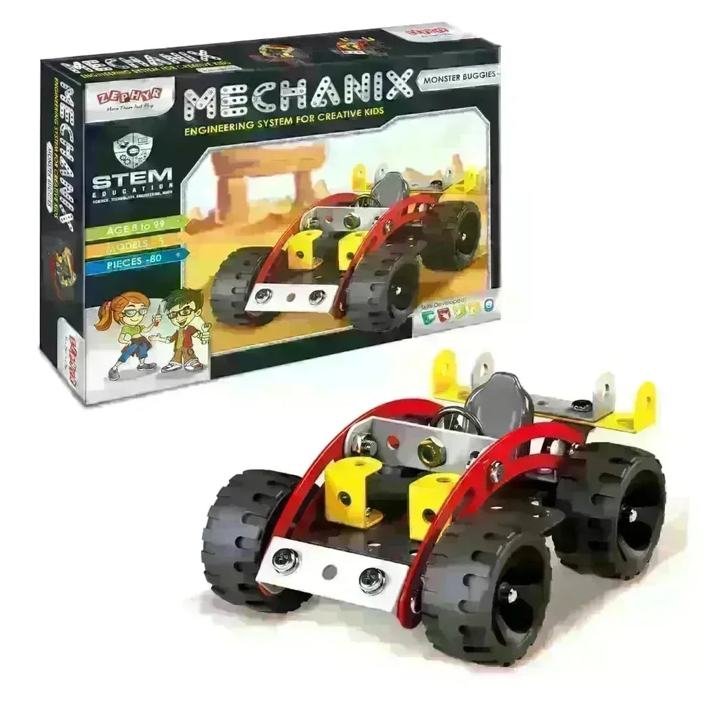 Mechanix Monster Buggies – Metal Construction STEM Toy Kit for Kids (Age 7+) - Naivri