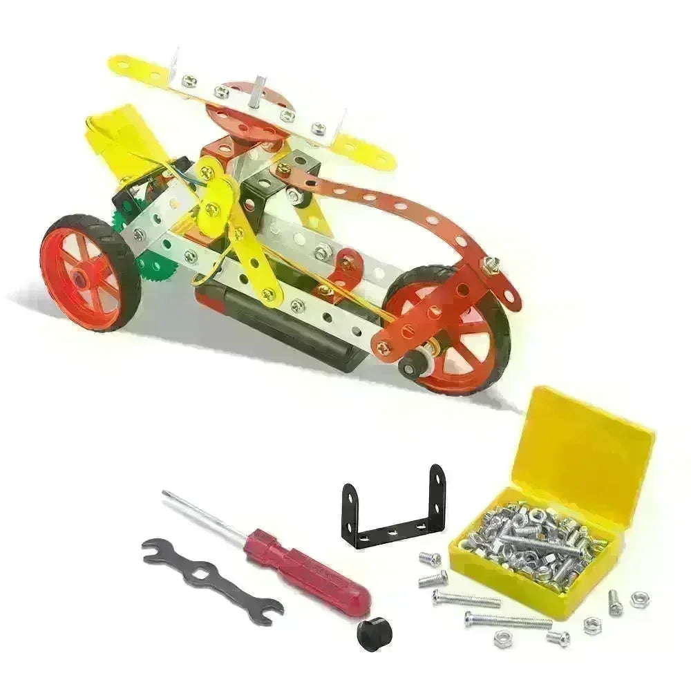 Mechanix Motorized Robotix-1 – DIY STEM Robotics Metal Construction Set with Gears and Motor | 8-in-1 Educational Building Kit for Kids Age 7+ - Naivri
