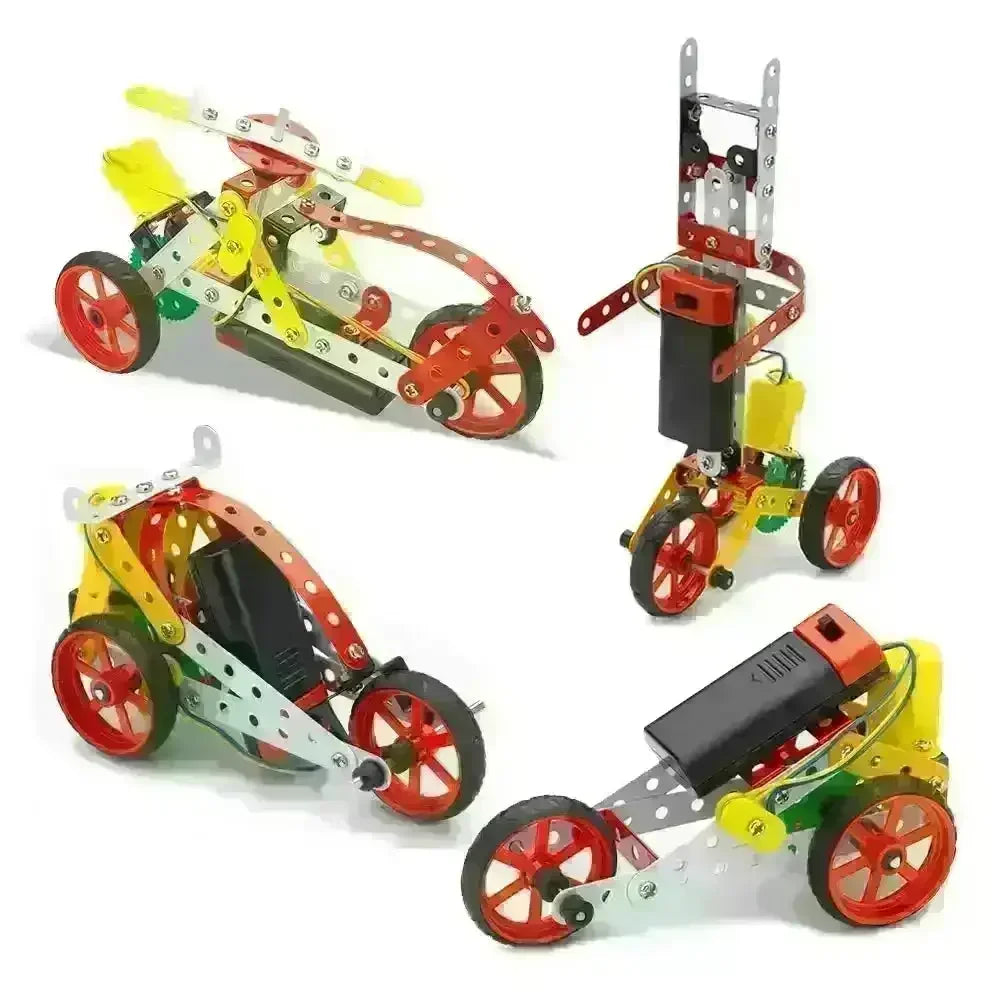 Mechanix Motorized Robotix-1 – DIY STEM Robotics Metal Construction Set with Gears and Motor | 8-in-1 Educational Building Kit for Kids Age 7+ - Naivri