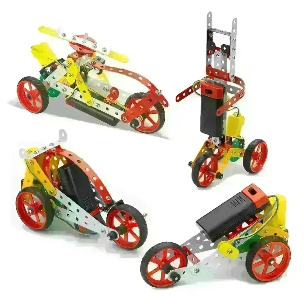 Mechanix Motorized Robotix-1 – DIY STEM Robotics Metal Construction Set with Gears and Motor | 8-in-1 Educational Building Kit for Kids Age 7+ - Naivri