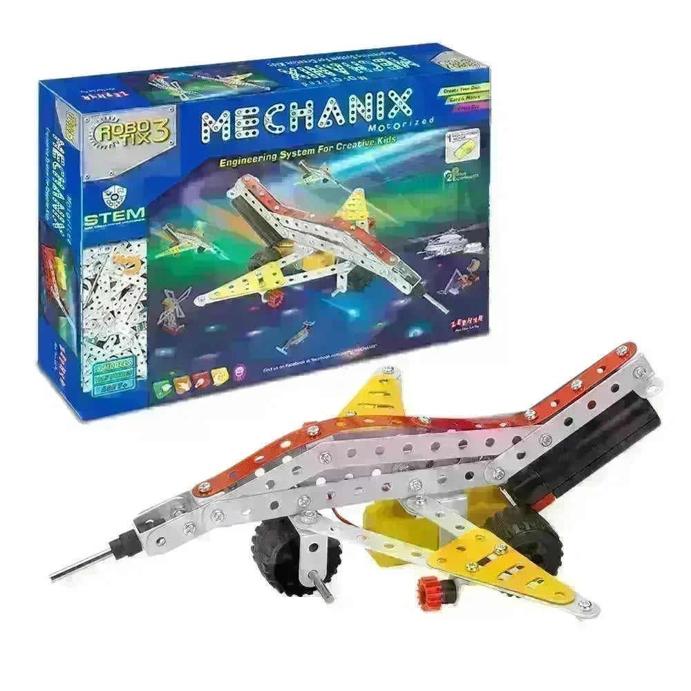 Mechanix Motorized Robotix 3 – DIY STEM Metal Construction Kit with Motors and Gears | Educational Robotics Set for Kids Age 7+ - Naivri