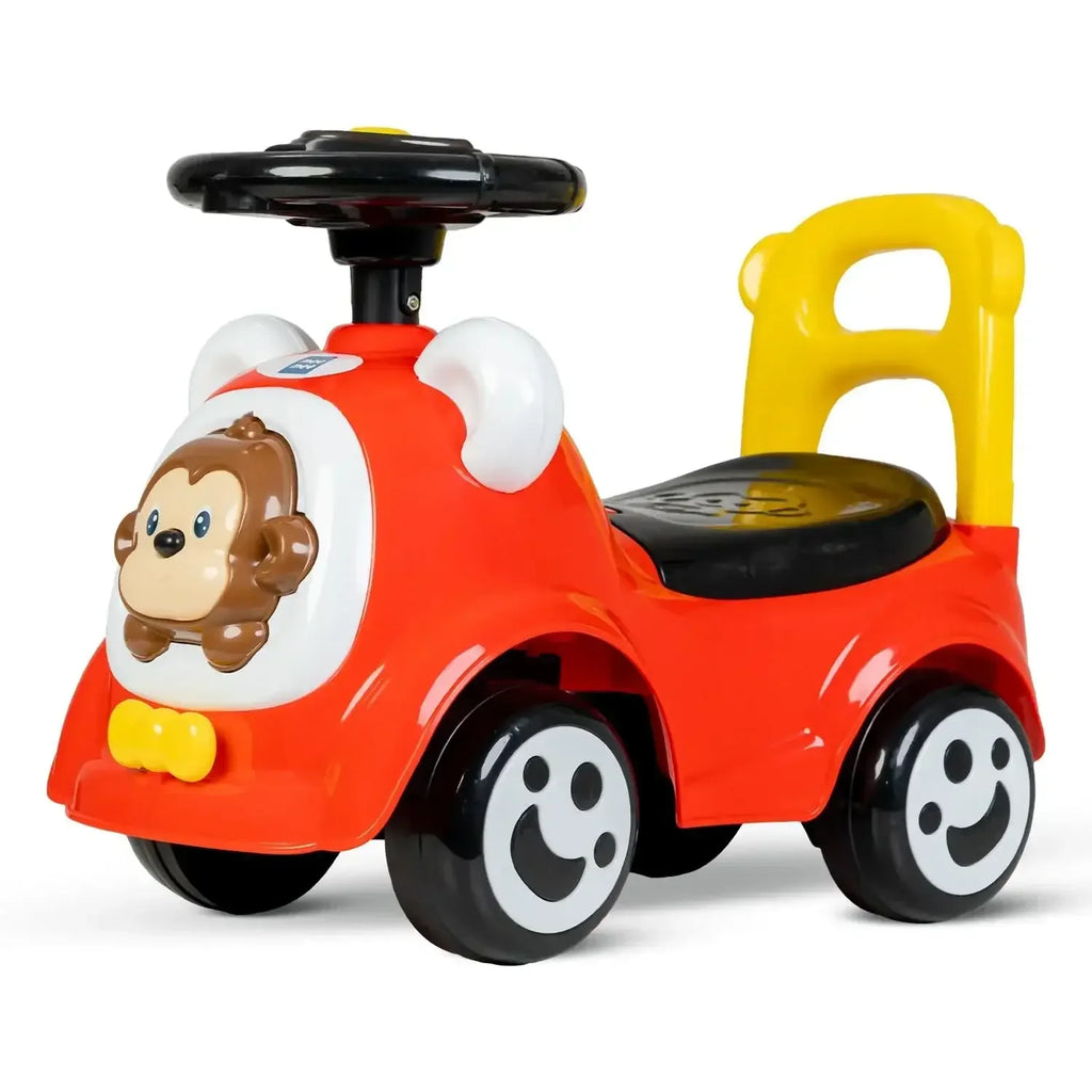 Mee Mee Safari Cruze Baby Ride-On Car – Lights, Music & Parental Handle for Kids 1–3 Years (Red) - Naivri