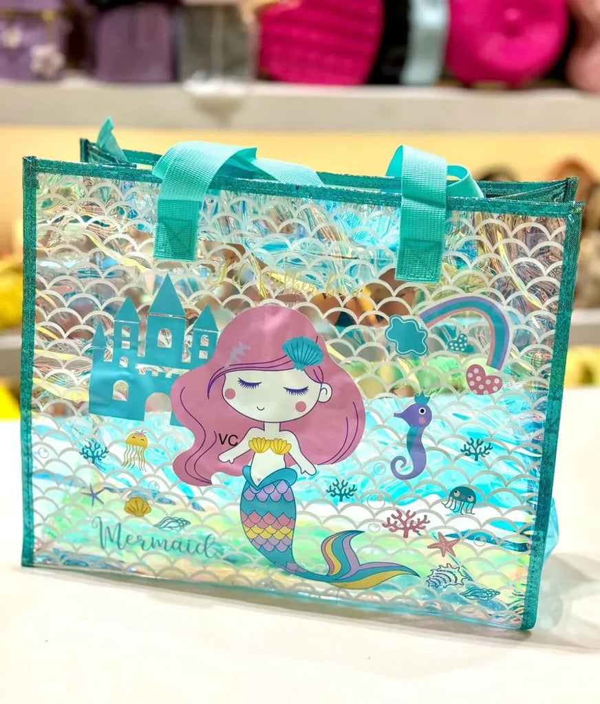 Mermaid Magic Holographic Tote Bag for Girls – Stylish & Compact - Naivri