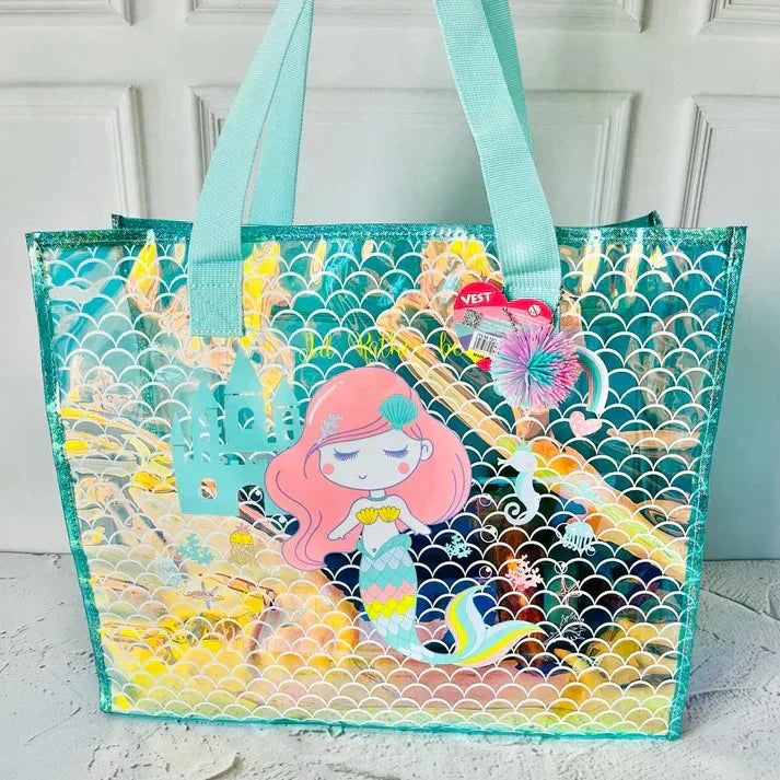 Mermaid Magic Holographic Tote Bag for Girls – Stylish & Compact - Naivri