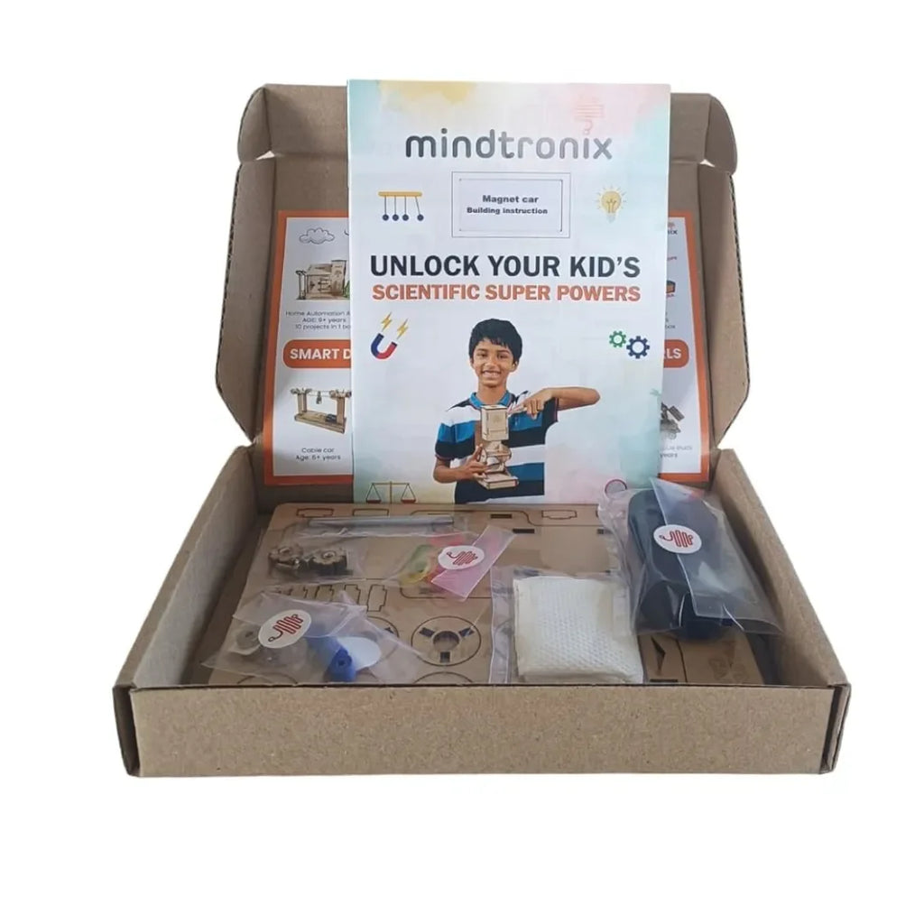 Mindtronix Magnet Car STEM Educational Construction Kit | DIY Science & Engineering Activity Toy for Kids | Explore Magnetism & Motion - Naivri
