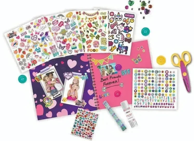 Mirada BFF Scrapbook – 440-Piece DIY Friendship Memory Book Kit for Girls – With Stickers, Gems, Washi Tape, Buttons & More – Perfect Keepsake Gift - Naivri