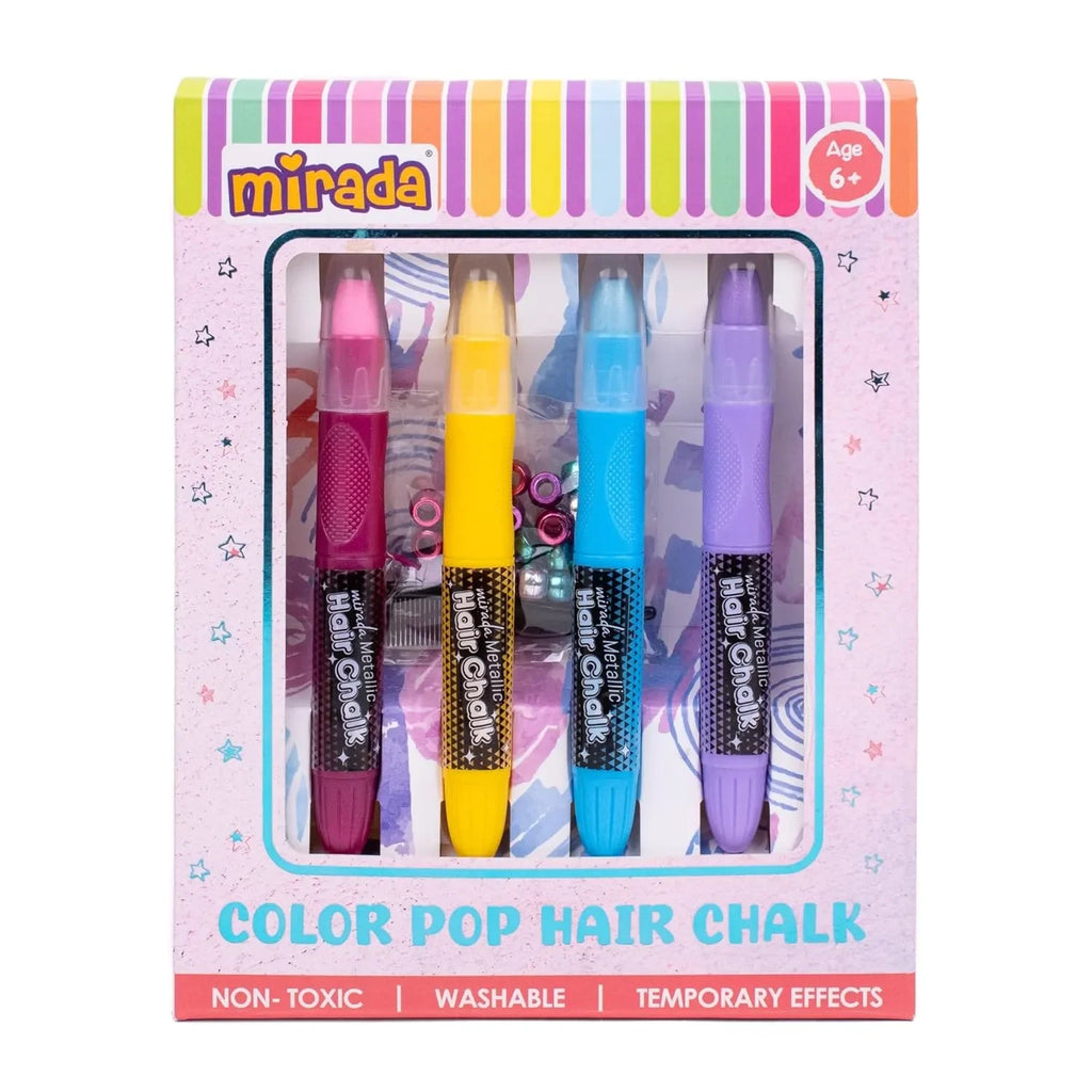 Mirada Color Pop Hair Chalk – Vibrant Washable Hair Colors for Kids (Non-Toxic & Easy to Apply) - Naivri