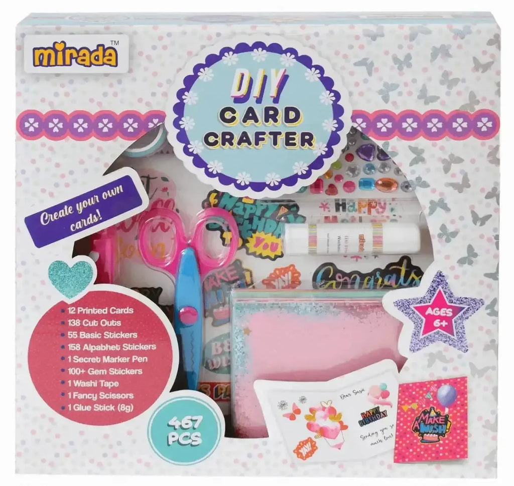 Mirada DIY Card Crafter Kit – 467-Piece Handmade Greeting Card Making Set for Kids – With Envelopes, Stickers, Gems, Scissors & More – For Birthdays, Holidays & Special Occasions - Naivri