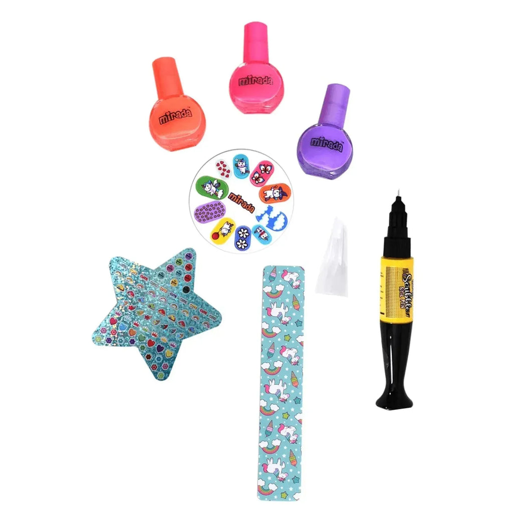 Mirada Glow in the Dark Nail Art Kit for Girls – Neon Nail Polish, Stickers, Appliques, and More for Creative Play - Naivri