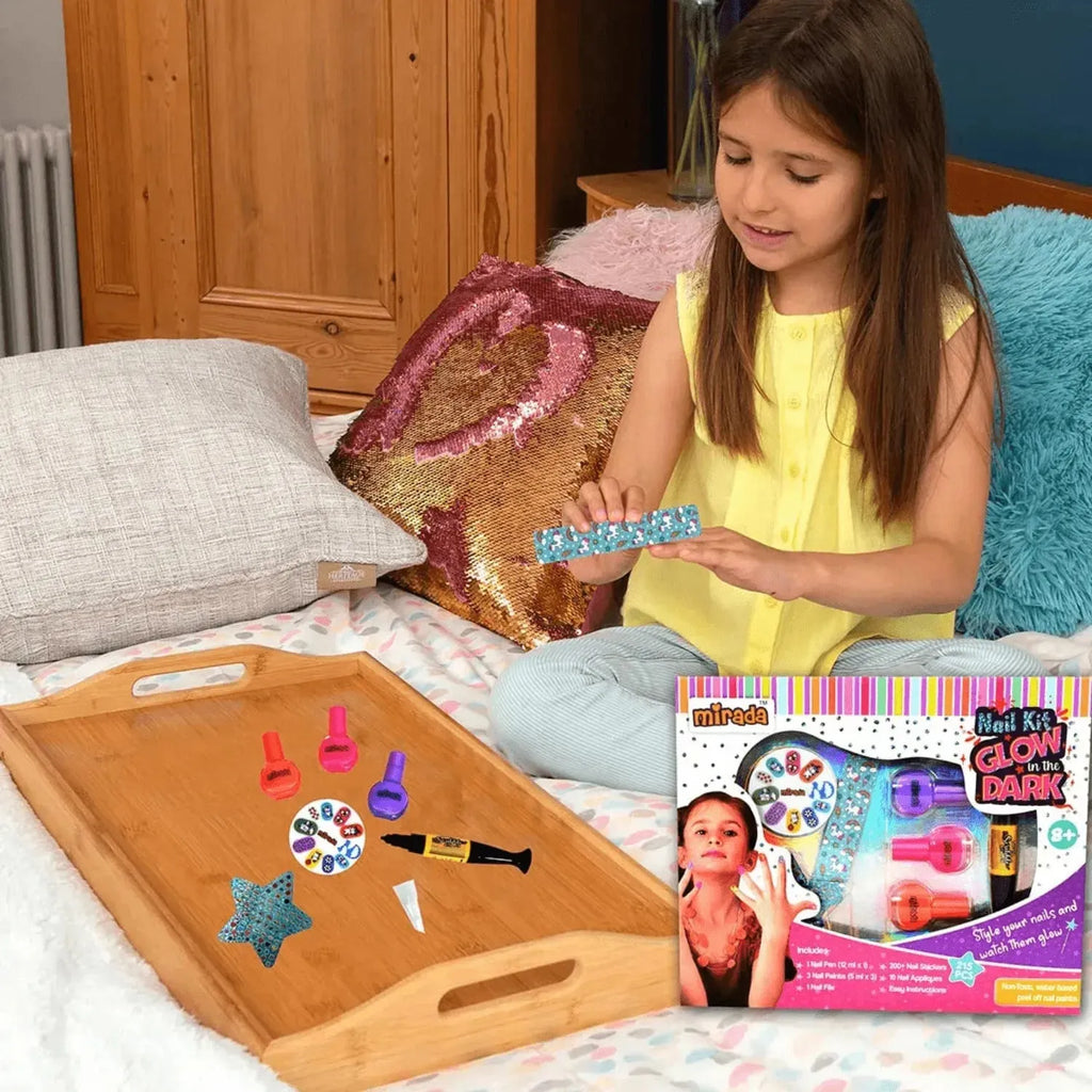 Mirada Glow in the Dark Nail Art Kit for Girls – Neon Nail Polish, Stickers, Appliques, and More for Creative Play - Naivri