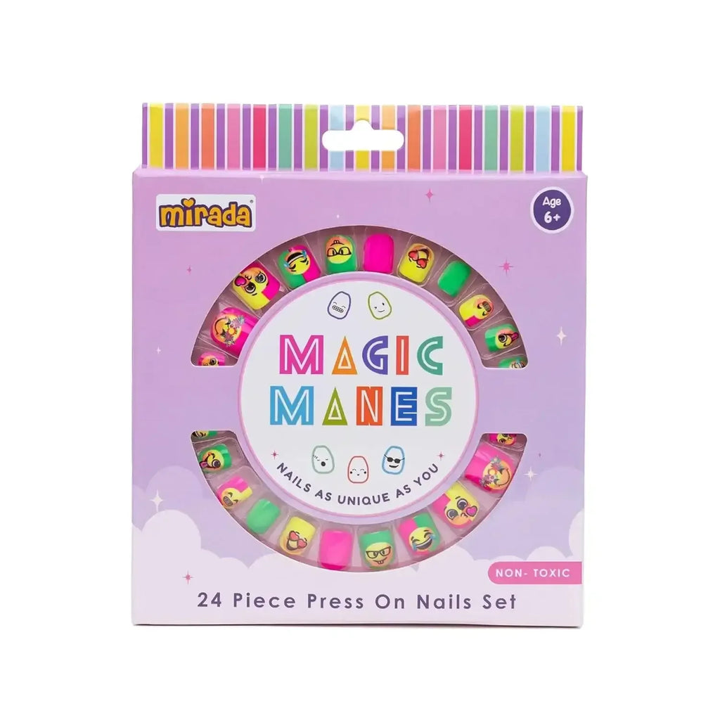 Mirada Magic Manes – 24-Piece Press-On Nails Set for Kids – Fun and Easy Nail Art - Naivri