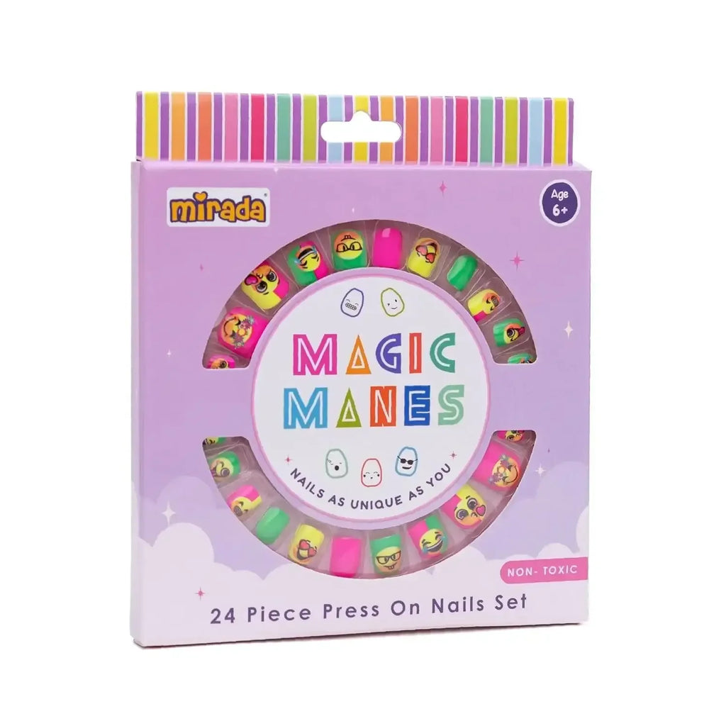 Mirada Magic Manes – 24-Piece Press-On Nails Set for Kids – Fun and Easy Nail Art - Naivri