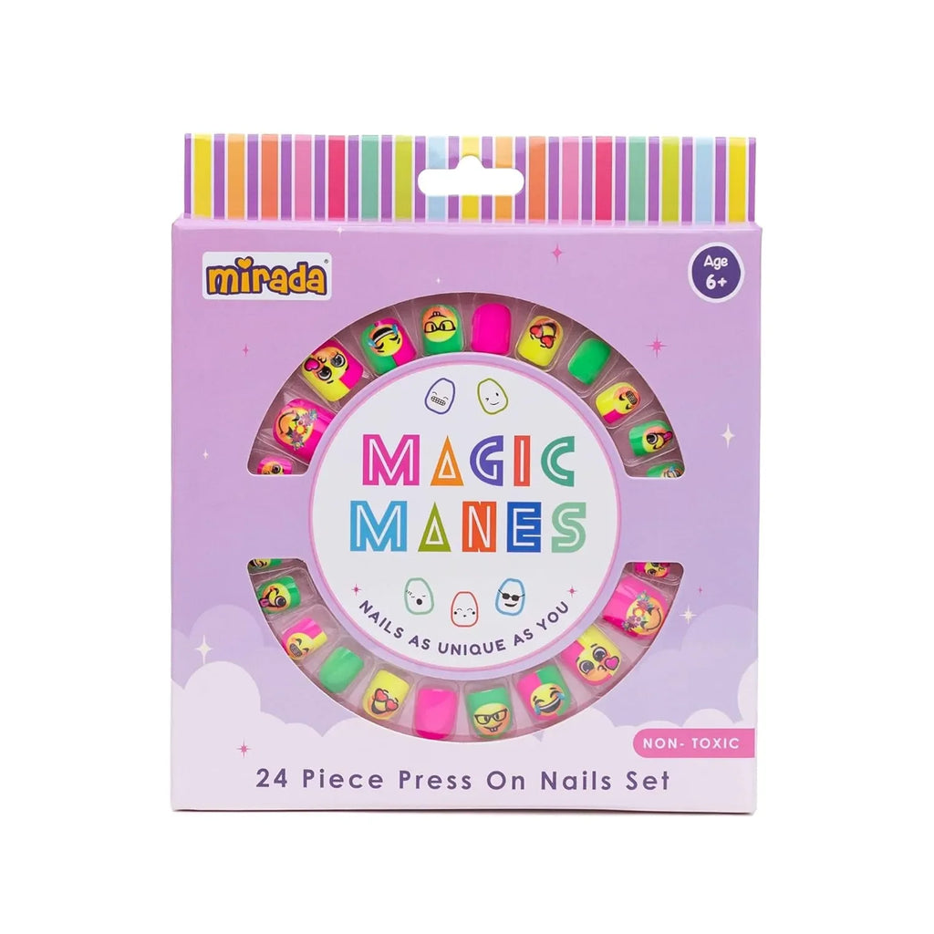 Mirada Magic Manes – 24-Piece Press-On Nails Set for Kids – Fun and Easy Nail Art - Naivri