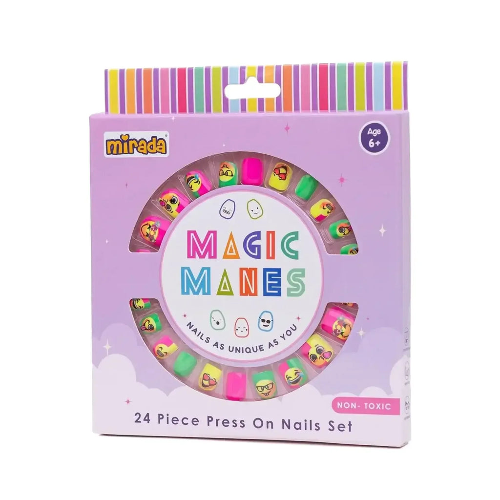 Mirada Magic Manes – 24-Piece Press-On Nails Set for Kids – Fun and Easy Nail Art - Naivri