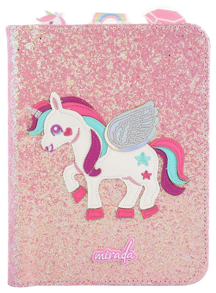 Mirada Pink Glitter Unicorn Notebook - Naivri