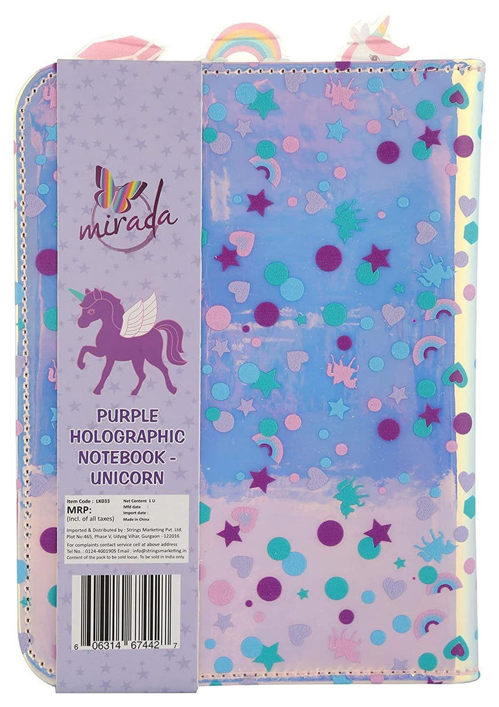 Mirada Purple Holographic Unicorn Notebook - Naivri