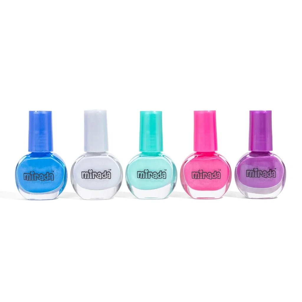 Mirada Shimmer Nails – 5 Shimmer Nail Polish Set with Stickers for Kids – Safe, Non-Toxic & Peel-Off - Naivri