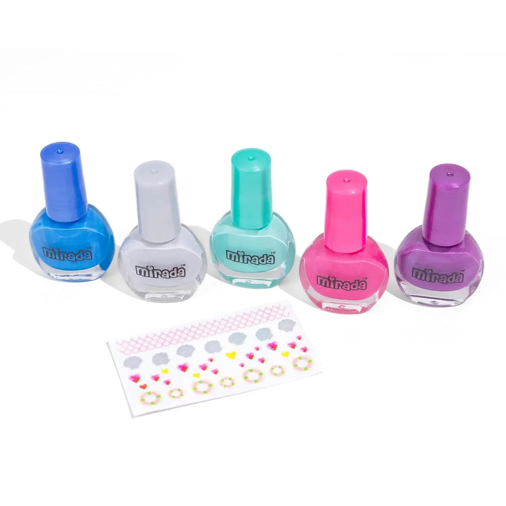 Mirada Shimmer Nails – 5 Shimmer Nail Polish Set with Stickers for Kids – Safe, Non-Toxic & Peel-Off - Naivri
