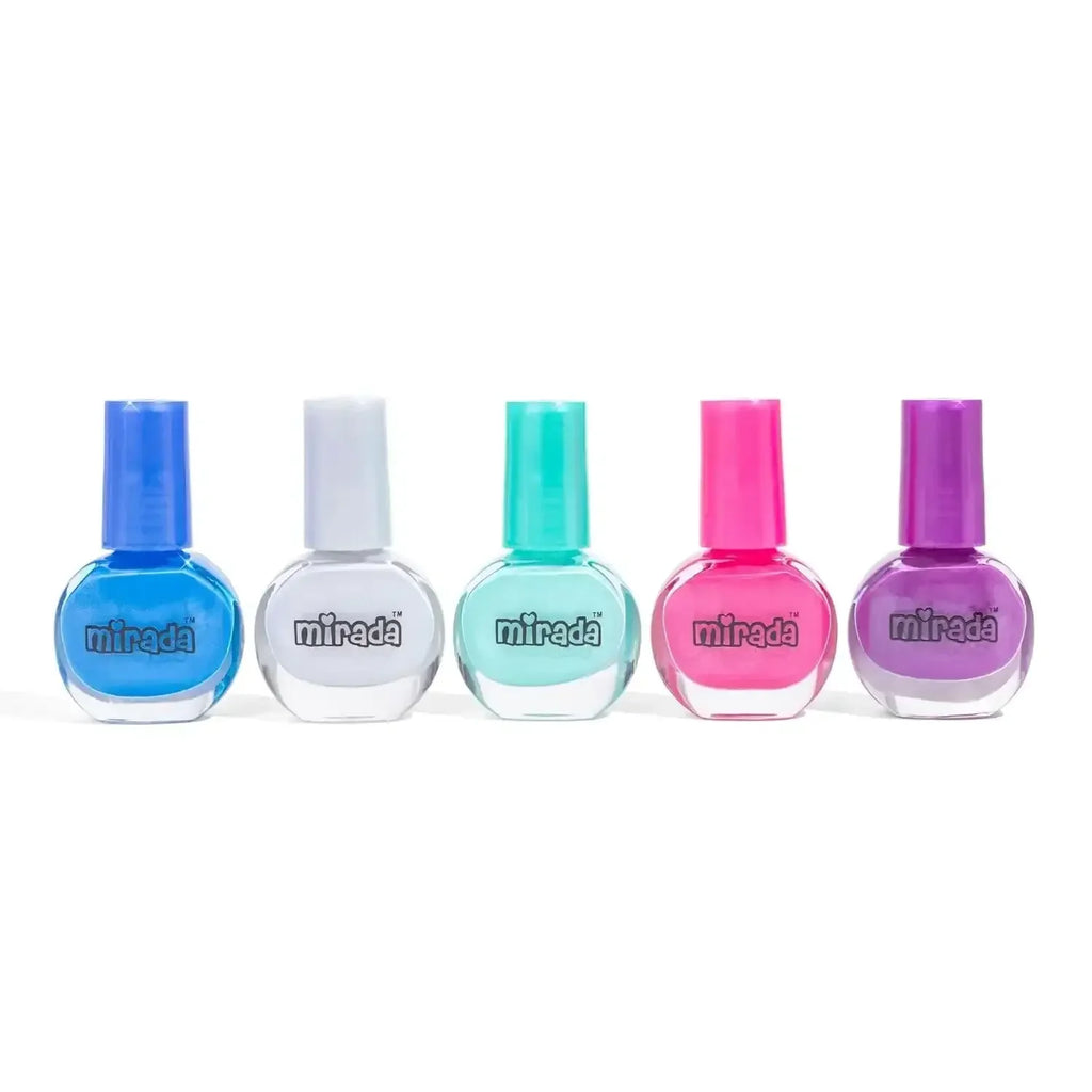 Mirada Shimmer Nails – 5 Shimmer Nail Polish Set with Stickers for Kids – Safe, Non-Toxic & Peel-Off - Naivri