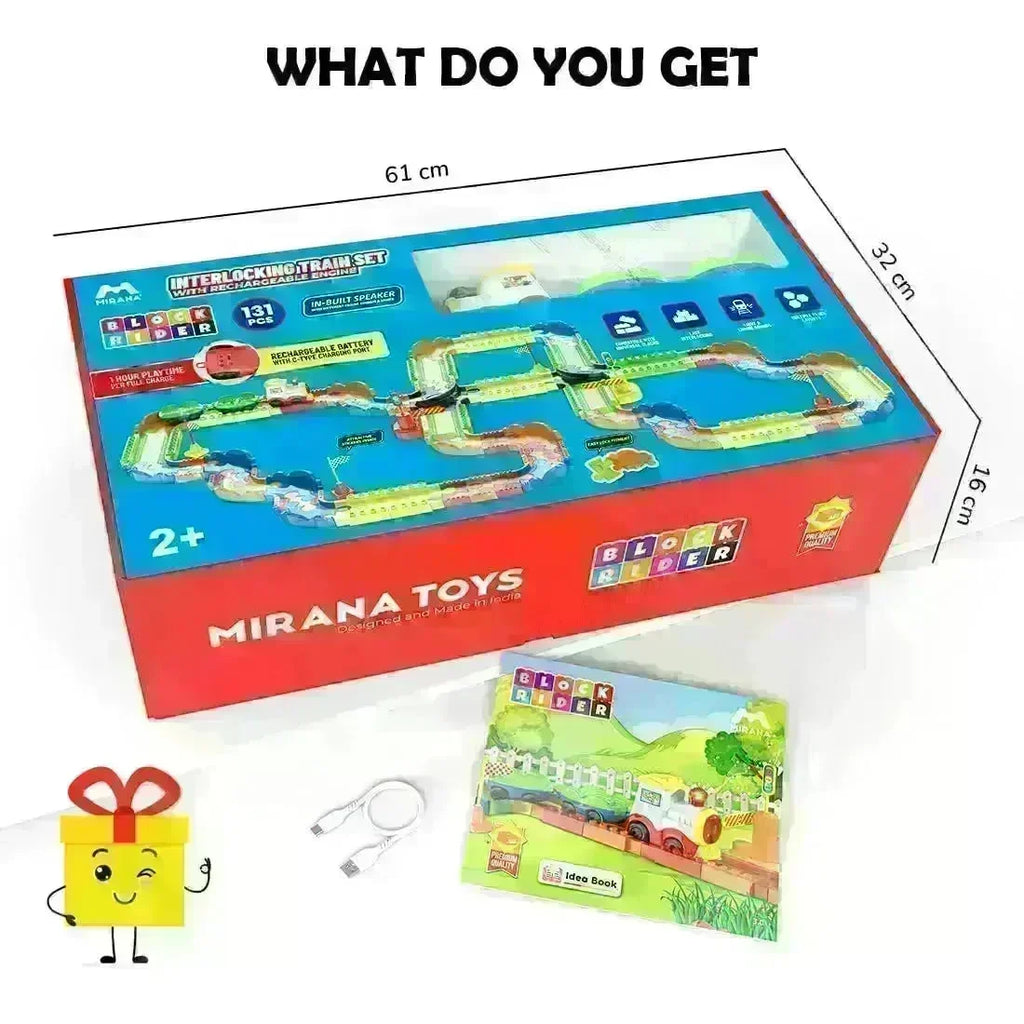 Mirana Interlocking Train Set With Rechargeable Engine 131 Pcs - Naivri