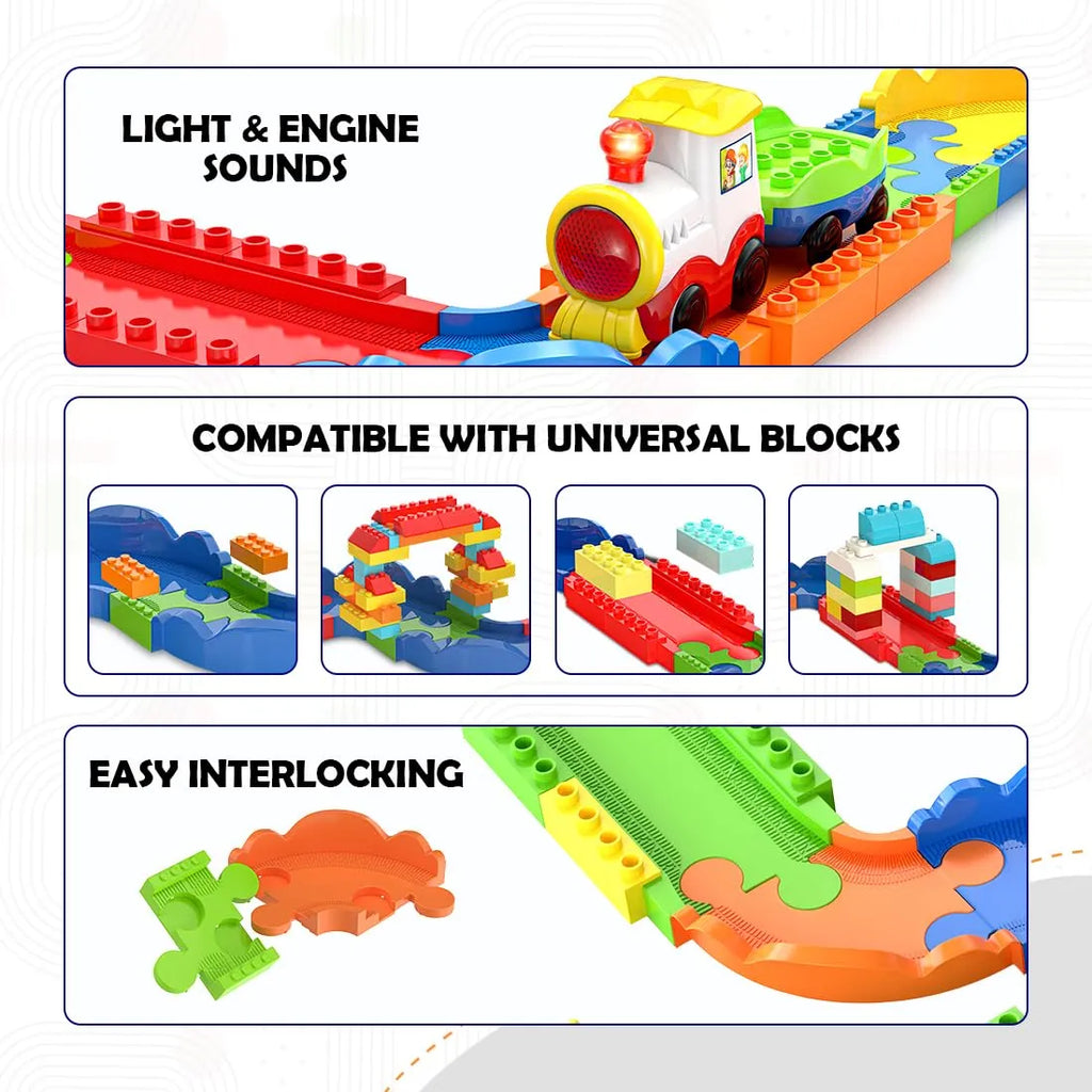 Mirana Interlocking Train Set With Rechargeable Engine 47 Pcs - Naivri