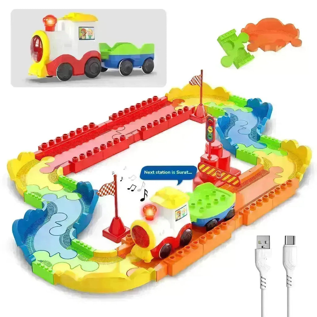 Mirana Interlocking Train Set With Rechargeable Engine 47 Pcs - Naivri