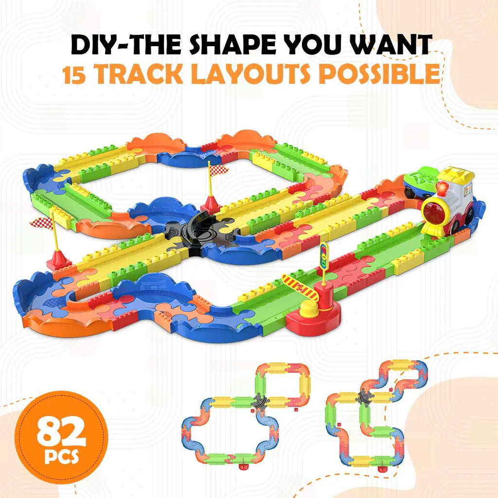 Mirana Interlocking Train Set With Rechargeable Engine 82 Pcs - Naivri