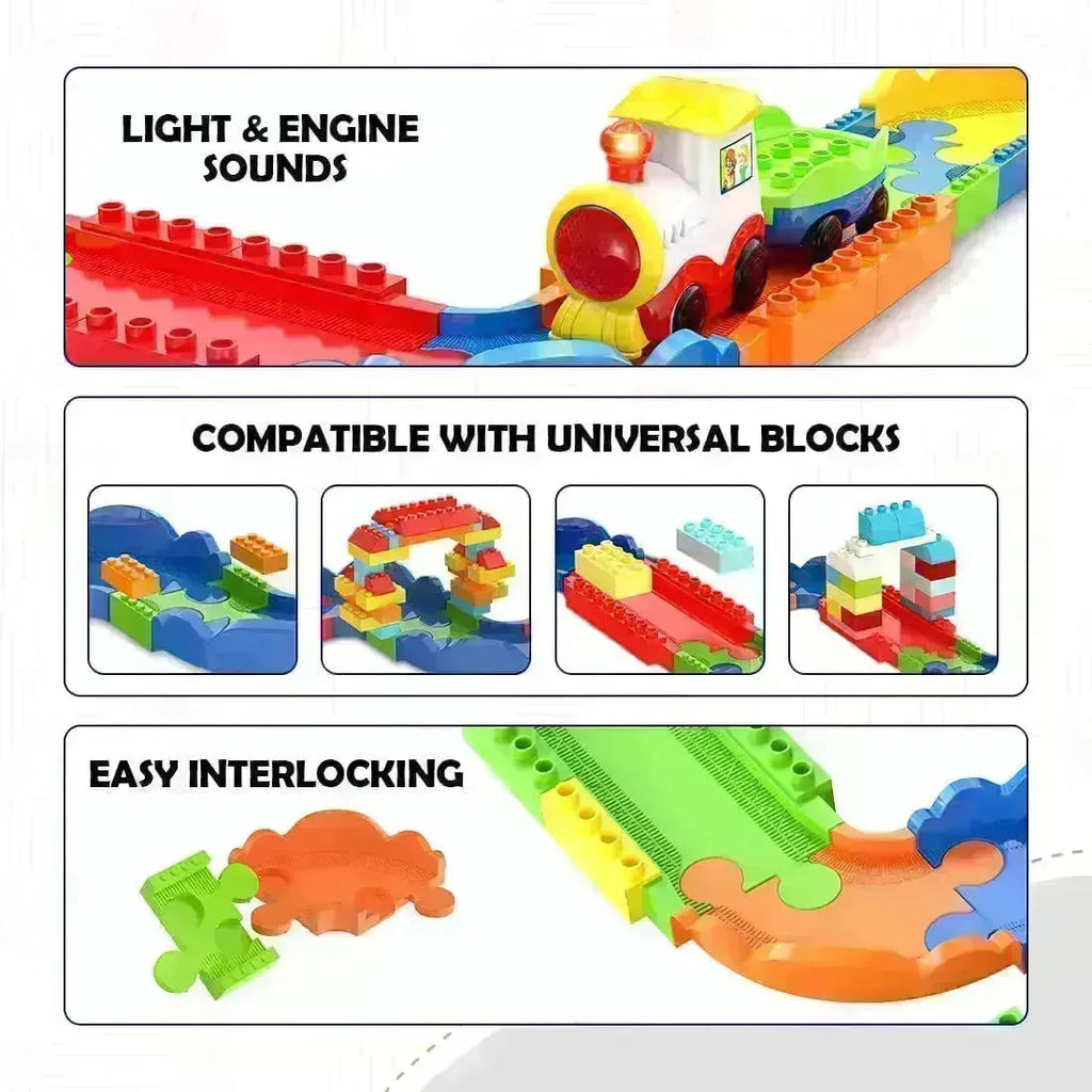 Mirana Interlocking Train Set With Rechargeable Engine 82 Pcs - Naivri