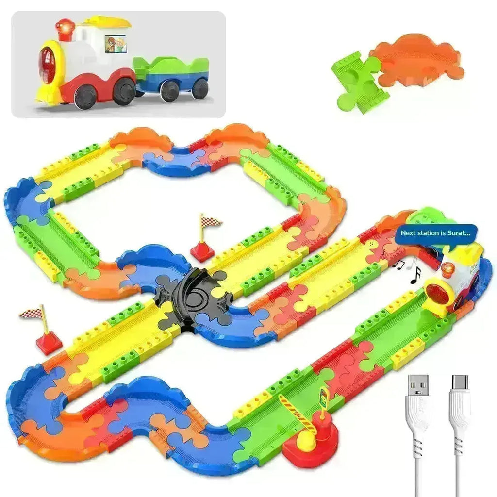 Mirana Interlocking Train Set With Rechargeable Engine 82 Pcs - Naivri