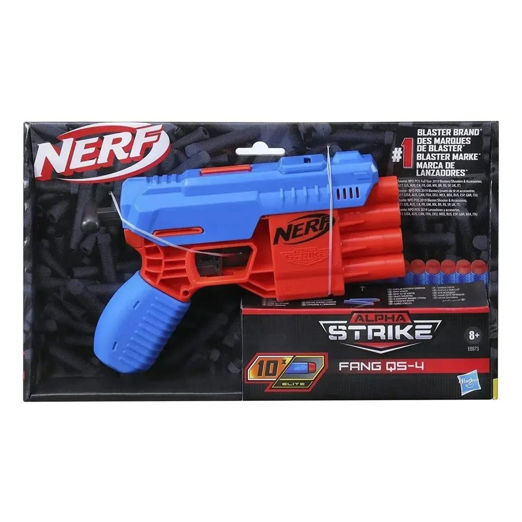 Nerf Alpha Strike Fang QS-4 Blaster - 4-Dart Toy Blaster with 10 Official Nerf Elite Darts for Rapid-Fire Action - Naivri