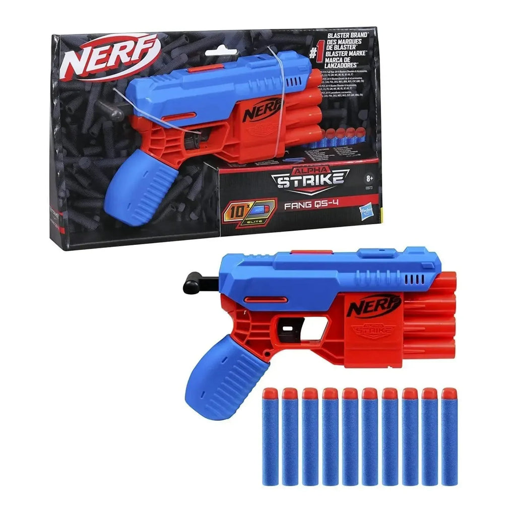 Nerf Alpha Strike Fang QS-4 Blaster - 4-Dart Toy Blaster with 10 Official Nerf Elite Darts for Rapid-Fire Action - Naivri