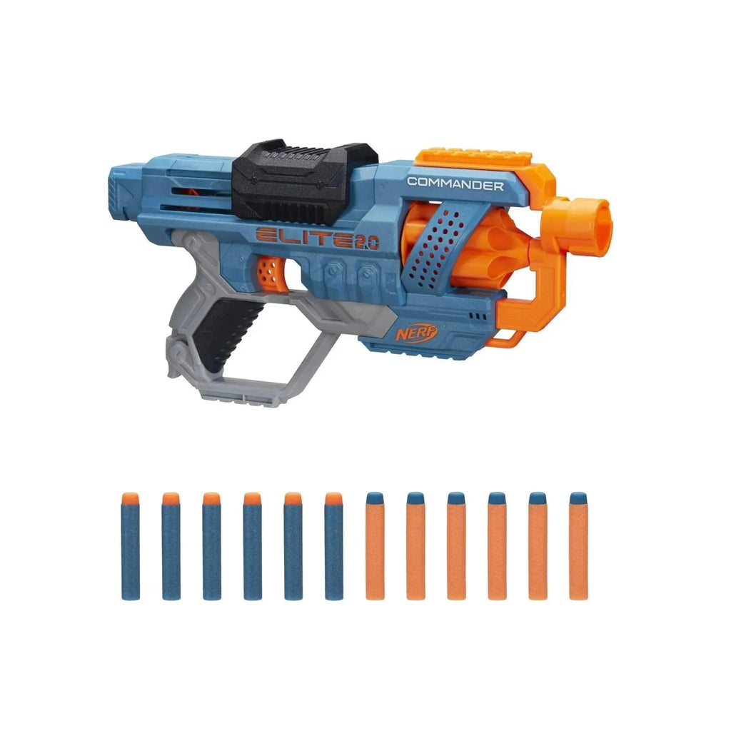 Nerf Elite 2.0 Commander RD-6 Blaster, 12 Official Nerf Darts, 6-Dart Rotating Drum, Built-In Customizing Capabilities - Naivri