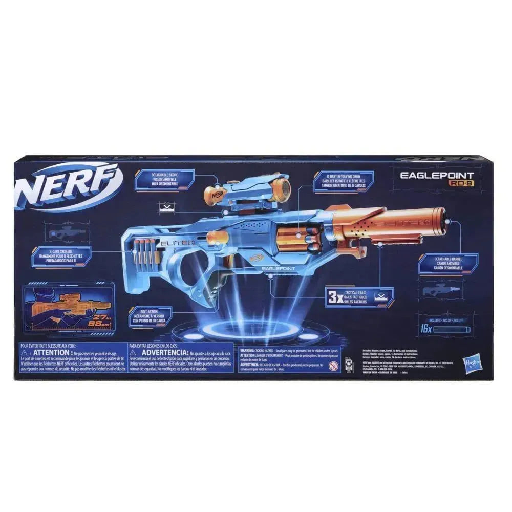 Nerf Elite 2.0 Eaglepoint RD-8 Blaster – Customizable Dart Blaster with Scope, Barrel, and 16 Official Elite Darts - Naivri
